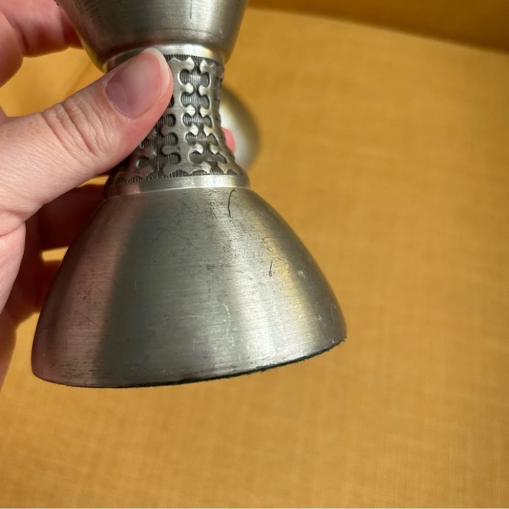 Vintage Nordic Pewter Candle Holders silver primitive